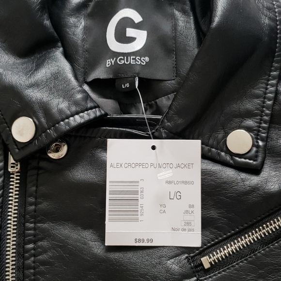 G by Guess Alex Cropped PU Moto Jacket - Picture 7 of 9